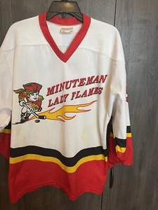Minuteman Lady Flames Men's Hockey Jersey Size Adult Small Goughgan #9 White - Picture 1 of 9