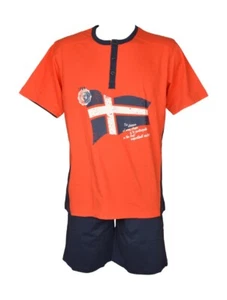 ALPINA Hombre Pijama Corto Verano Algodón Media Manga Camisa Henley Cuello Corto  - Imagen 1 de 5