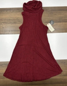 Adam Levine Womens XS Red Turtleneck Ribbed Sleeveless Sweater Dress Top NWT - Picture 1 of 9