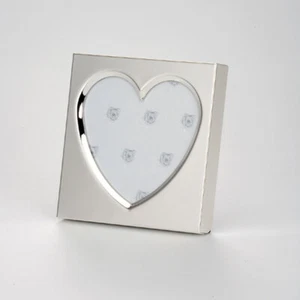 B-WARE Bilderrahmen Herz Silber 11cm Fotorahmen zum Aufstellen Hochzeit Geschenk - Bild 1 von 5