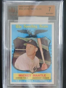 Tarjeta de béisbol 1959 Topps #564 Mickey Mantle (nuevo) en muy buena condición 7 - Imagen 1 de 2