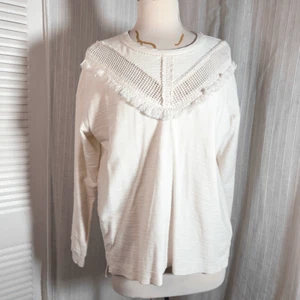H&M Women's Off White Frayed Sweater - Size S - Picture 1 of 5