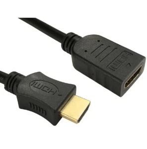 1 m HDMI VERLÄNGERUNGSKABEL Stecker auf Buchse 3D UHD TV High Speed SCHWARZ Kabel - Bild 1 von 4