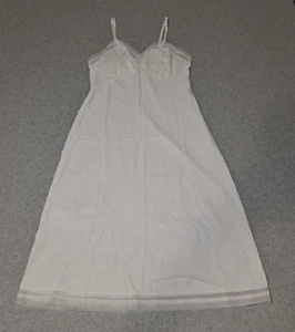 Vintage Vanity Fair Slip Dress Women 34 Tall White Coquette Pinup Midi Modest US - Picture 1 of 6