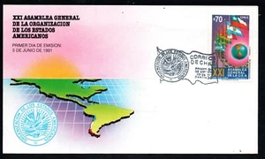 CHILE, SOBRE 1° DIA DE EMISION, O.E.A. ASAMBLEA AÑO 1991 (SO - 253) - Picture 1 of 2