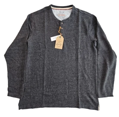 Camisa vintage resistente a la intemperie para hombre Henley XL negra jaspeada mangas largas nueva con etiquetas Foto 1 de 4