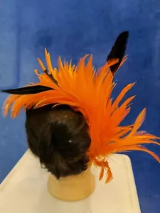 orange feather comb fascinator millinery wedding hat - Picture 1 of 2