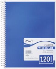 Mead 3 Subject Wide Ruled Spiral Notebook 120 Sheets Zz1