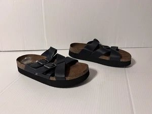 CLIFFS White-mountain Leather Buckle Slide-on Sandal Shoe Women Size 6 M - Picture 1 of 8