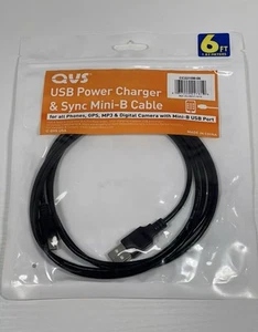 QVS USB Power Ladegerät & Sync Mini B Kabel 6' A auf Mini B - NEU im Paket - Bild 1 von 2