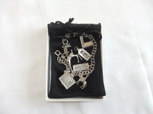 Bracciale vintage in argento sterling con 7 charms - 30 grammi - Foto 1 di 3