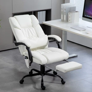 Massage Office Chair, Office Chair with 6 Vibration Points, White - Picture 1 of 11