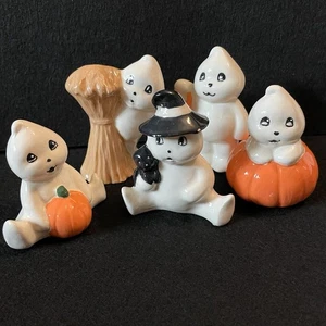 Ceramic Hobbiest Halloween Ghost Pumpkin Figurines Set Of 5 - Picture 1 of 14