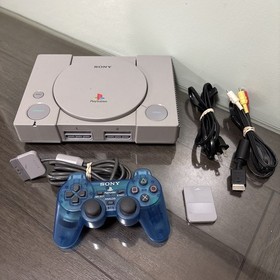 Sony PlayStation 1 SCPH-9001 PS1 Console, Cables & Island Blue Controller TESTED