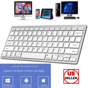 Wireless Bluetooth Keyboard Universal For Windows PC Mac iOS iPhone Phone Tablet - Picture 1 of 12