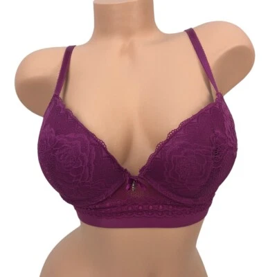 Sujetador Push Up Acolchado Daisy Fuentes 34C Rosa Floral Encaje Sujetador con Aros Foto 1 de 4