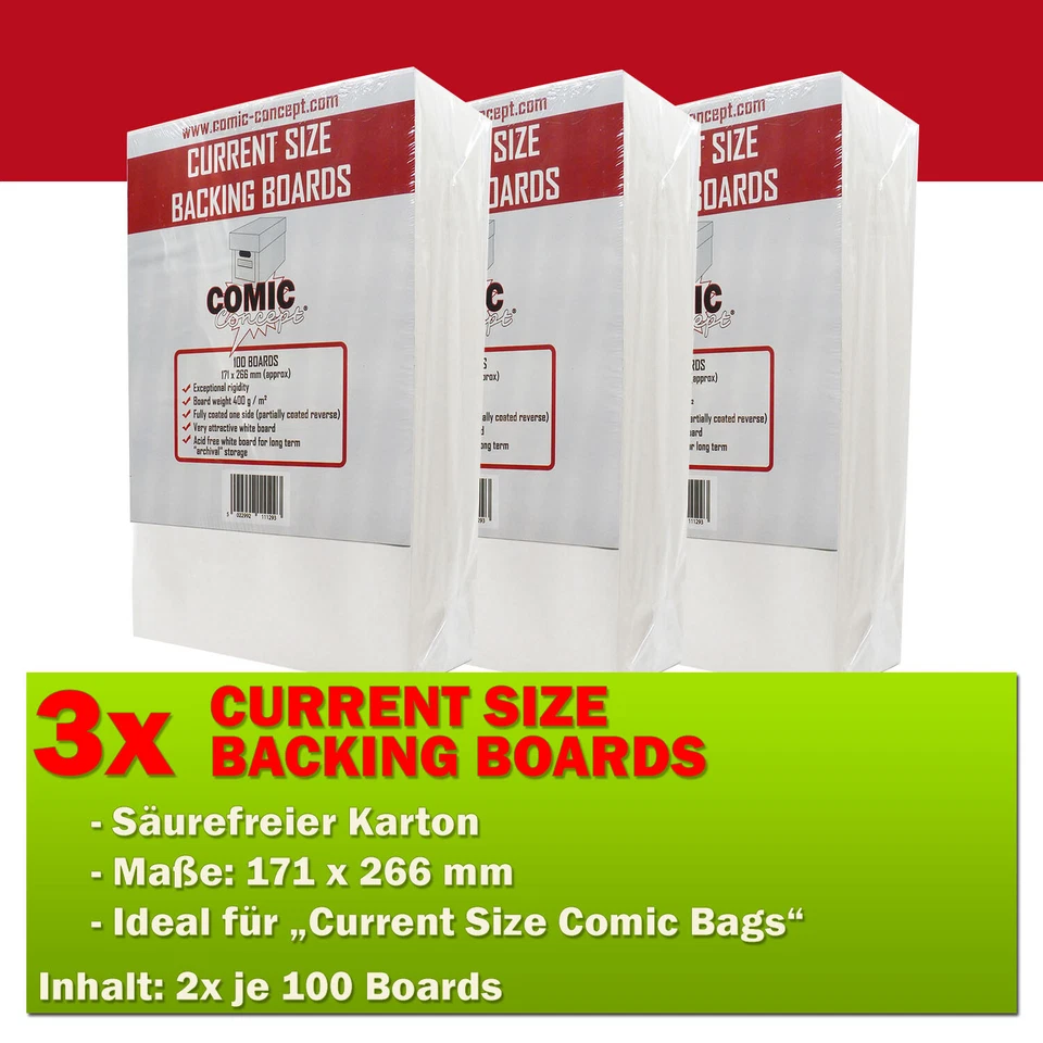 300x Comic Concept Current Size Boards Hüllenverstärkung (171 x 266 mm) - Bild 1 von 1