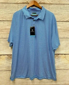 PGA Tour Polo Shirt Mens 2XL Blue Striped Stretch Performance Golf Polo New - Picture 1 of 4