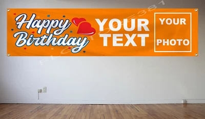 Banner de feliz aniversário bandeira pessoal 2X8 pés personalizado banner de aniversário nome foto - Imagem 1 de 3