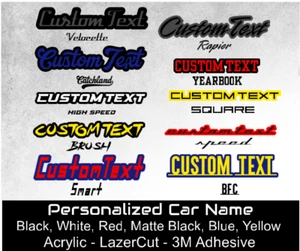 Custom Lazer Cut Car Acrylic Emblem Badge MULTI COLOR Customized Text Names LOGO - Picture 1 of 13