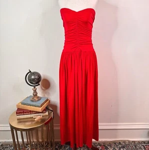 Vestido Rosetta Getty Sin Tirantes Rojo Acanalado Jersey Cuello Corazón Moderno Talla 4 - Imagen 1 de 13