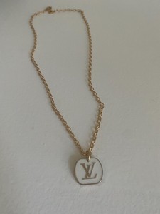 Repurposed New Louis Vuitton White and Gold LV Necklace