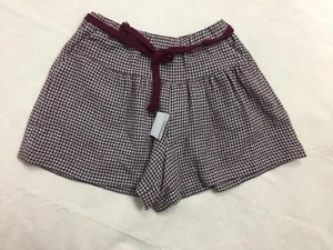 NWT ZARA Girls Soft Collection Plum Gray Wool Herringbone Belted Shorts sz 11/12 - Picture 1 of 5