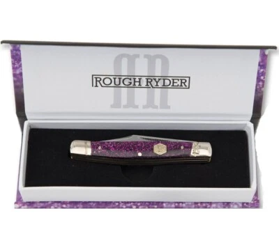 Rough Rider Stockman pocket knife purple Sparkle Handle Free Shipping USA - Image 1 of 3
