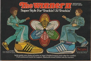 1977 Sears "The Winner II" Shoes - "Trackin & Truckin" - Cartoon Art - Print Ad - Picture 1 of 2