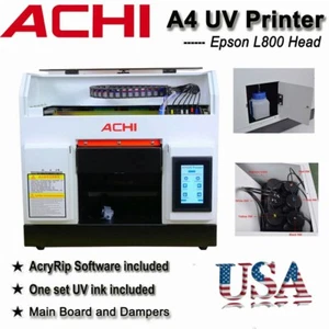 ACHI A4 UV Printer Epson L800Head For Case Wood Acrylic Glass Flated Embossed US - Picture 1 of 12