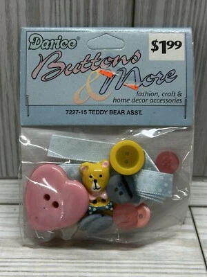 Vintage Darice Button Kit Teddy Bear Assortment Embellishments New - Image 1 of 4