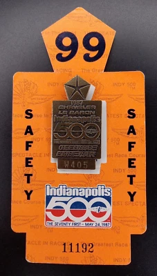 1987 Indianapolis 500 Bronze Pit Badge Safety Card #W405 Indy Pin Racing Vintage - Image 1 of 4