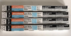(4) Sylvania F6T5/CW Fluorescent 6-Watt 9" Lamp Light Bulb 6W Cool White - Picture 1 of 2