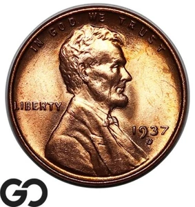 1937-D Lincoln Cent Wheat Red Penny - Picture 1 of 3