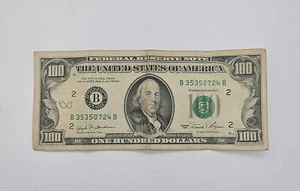 Circulated Small Face $100 Bill- B New York - Series 1981 - Picture 1 of 3