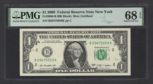 United States-Federal Reserve 1 Dollar 2009 Fr#3000-B (BK Block) UNC Grade 68 - Picture 1 of 2