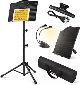 🎼Donner Portable Metal Sheet Music Book Stand Set With Reading Light - Picture 1 of 14