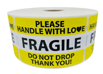 2x3 Fragile Do Not Drop Thank You YL Shipping Labels Handle Love (2) RLS 500 EA - Image 1 of 4