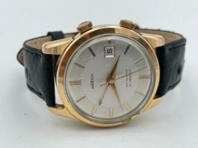 Reloj mecánico Angelus vintage años 50 alarma fecha. Foto 1 de 4