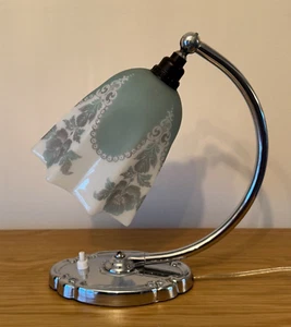 ART DECO CHROME TABLE LAMP WITH SHADE - Picture 1 of 23