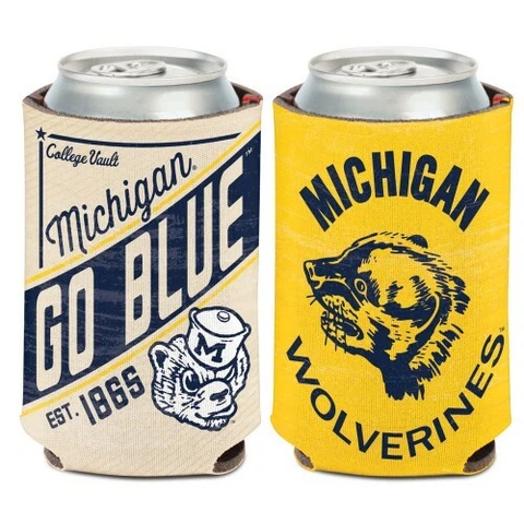 MICHIGAN WOLVERINES COLLEGE VAULT SOFT FOAM CAN BOTTLE COOZIE KOOZIE COOLER Cover
