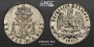 1873 PI O MEXICO SILVER PESO  POTOSI MINT "BALANZA"   NGC AU55  #6900282-003 - Picture 1 of 7