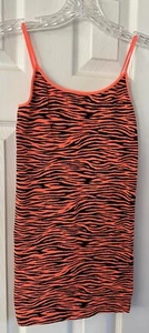 🦓🦓Nikibiki Vintage Neon Orange Zebra Striped Tank Top One Size🦓🦓 - Picture 1 of 4