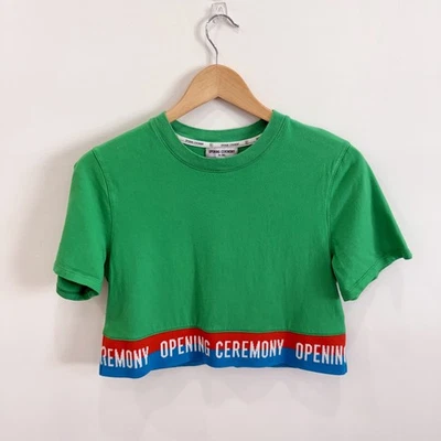 Opening Ceremony 女式圆领短袖方格 T 恤绿色中号 — 第 1/4 张图片