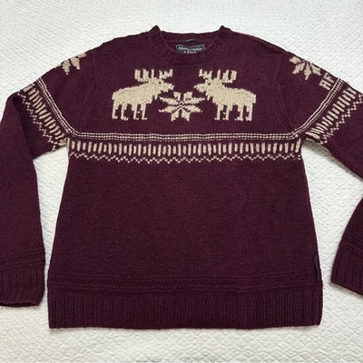 Abercrombie & Fitch Maroon Sweater Moose Men’s Size Large 100% Wool - Image 1 of 4