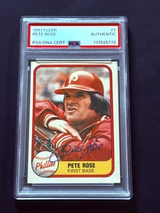 Pete Rose Firmado Autografiado 1981 Fleer #1 PSA ADN - Imagen 1 de 3