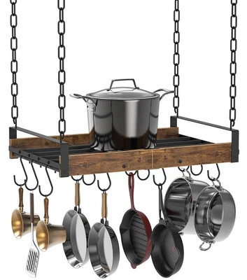 Hanging Pot Rack, 24x13 Inch Pot Hangers for Kitchen with 12 S-Shaped Hooks, ... - Image 1 of 4