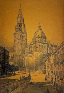 Arthur Charles Fare - Pen & Ink Drawing - Catedral Primada de Toledo Spain - Picture 1 of 7