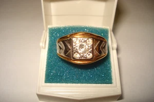 Vintage Mens Clear Stone Ring 14 KT GE 80's Never Worn! UNCA Size 12.75 - Picture 1 of 5