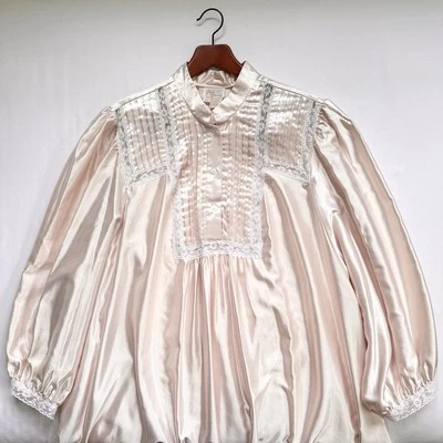 Camisón Vintage Rosa Melocotón Claro Mangas Abullonadas Vestido Forrado de Vellón para Mujer’s 3X Foto 1 de 4